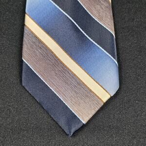DON LOPER Men’s Multi-Color Blue Brown Striped Polyester Tie
